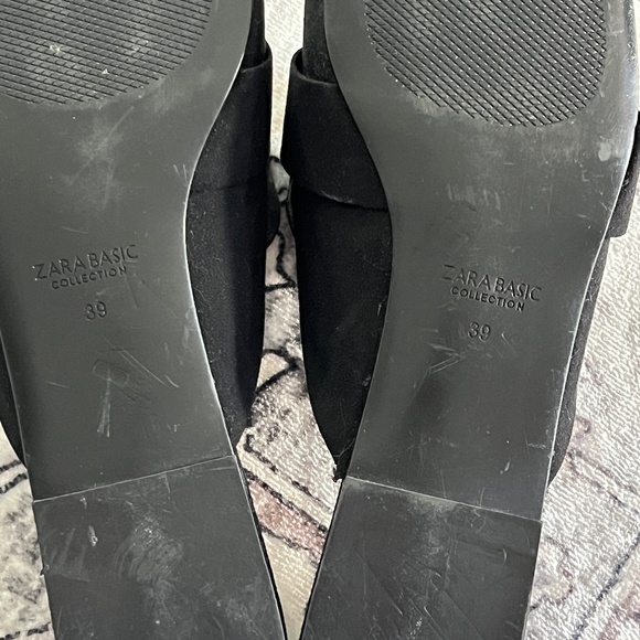 Zara (39) mules, black vegan suede with gold buckles, NWOT. - Picture 7 of 13